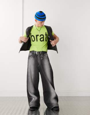 COLLUSION OFFICIAL CHARLI XCX BRAT SLOGAN SHRUNKEN T-SHIRT 