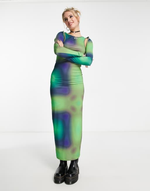 COLLUSION ombre cut out midi dress in multi 