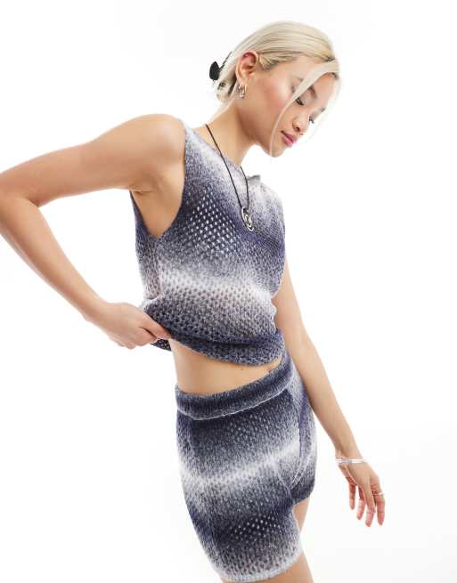 COLLUSION ombre knit slash neck tank top in gray - part of a set
