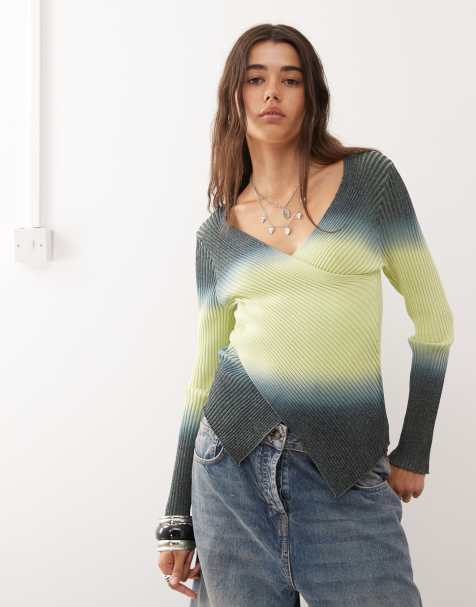 COLLUSION ombre knited long sleeve wrap top - view 1