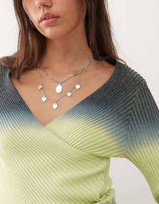 Collusion Ombre Knited Long Sleeve Wrap Top-red In Yellow