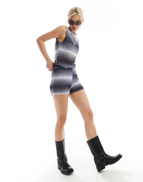 COLLUSION ombre knitted shorts co-ord in grey - view 1