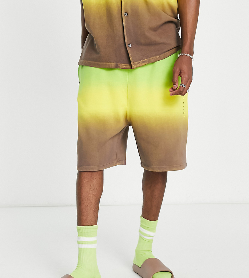 Collusion Ombre Shorts With Logo Print Co-Ord-Green