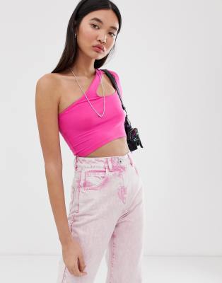 pink cut out crop top