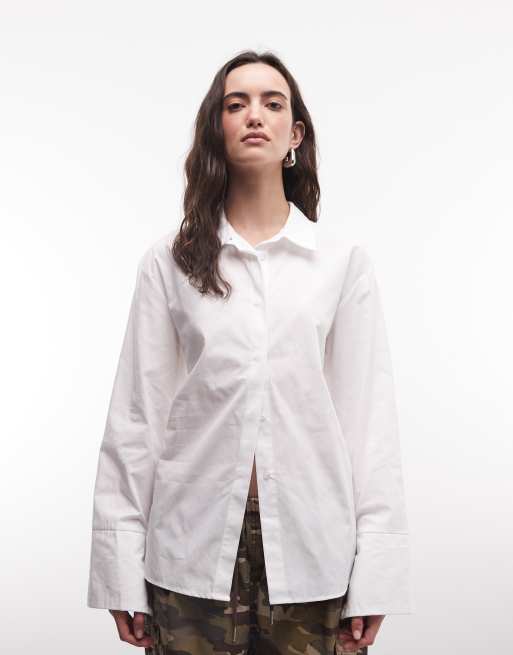 COLLUSION open back shirt in white, 3 of 4