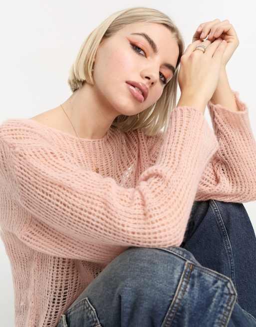 Blush pink knit sweater sale