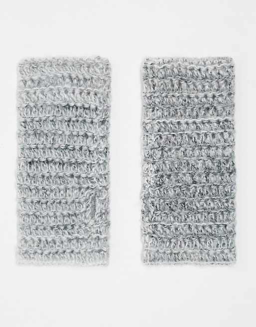 COLLUSION open stitch space dye arm warmers in gray