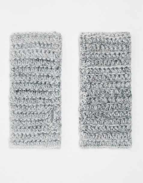 COLLUSION open stitch space dye arm warmers in grey - view 1