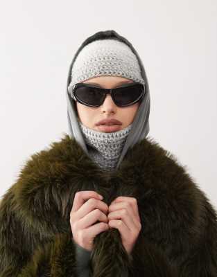 open stitch space dye balaclava in gray