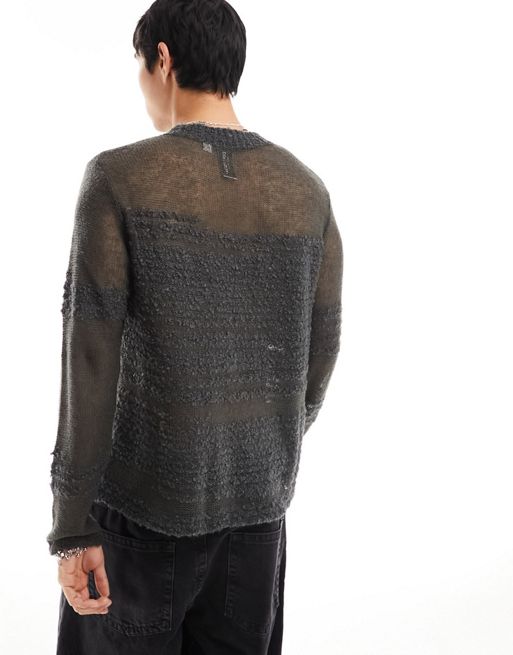 COLLUSION open stitch knitted jumper in black