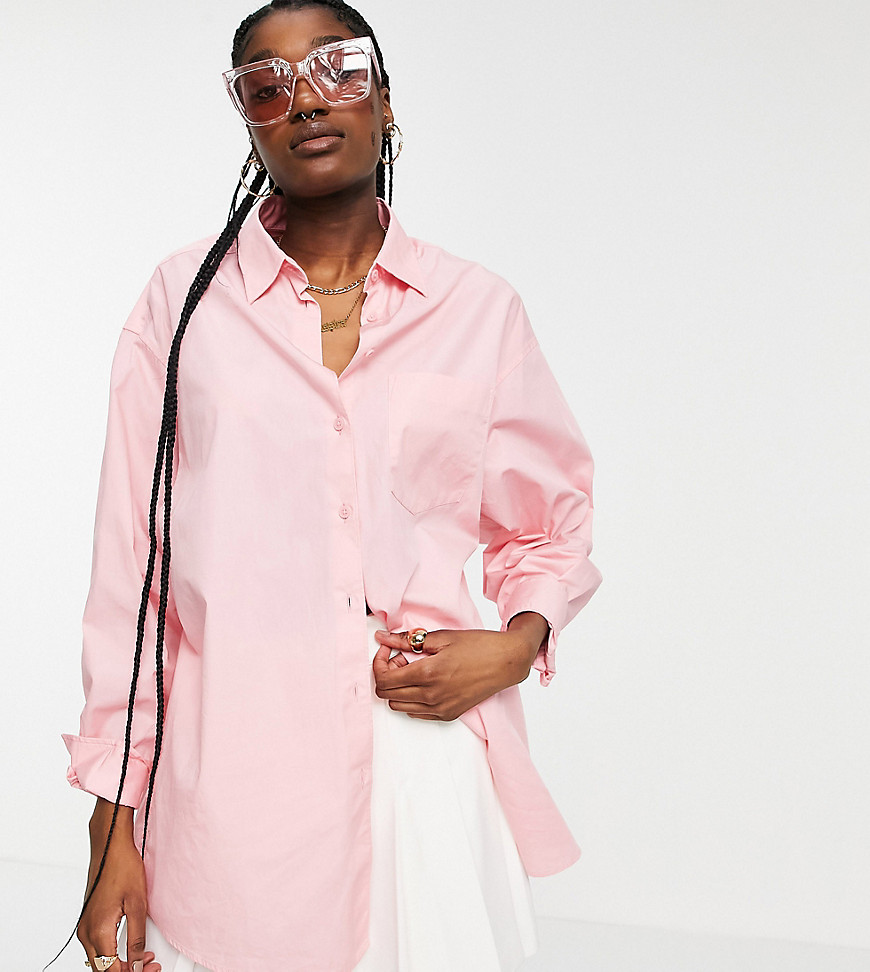 COLLUSION organic cotton oversized shirt in pink