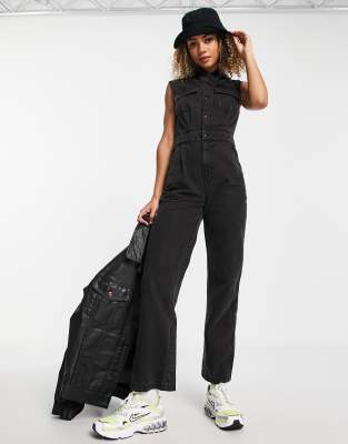 COLLUSION - Overall zonder mouwen in zwart met acid wash | ASOS