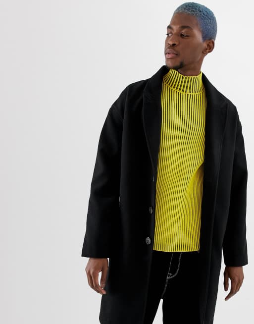 COLLUSION overcoat in black