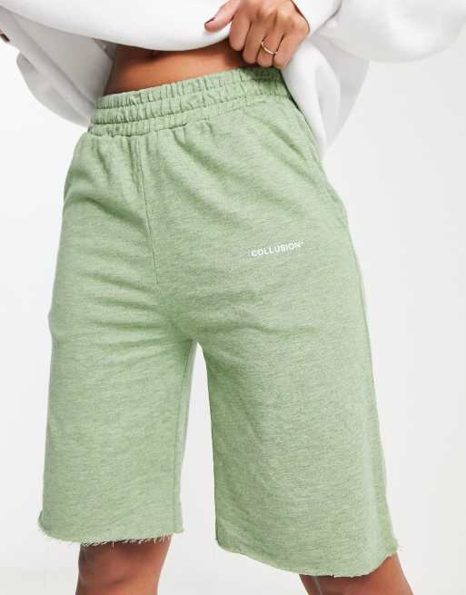 COLLUSION overdyed marl longer length short in green