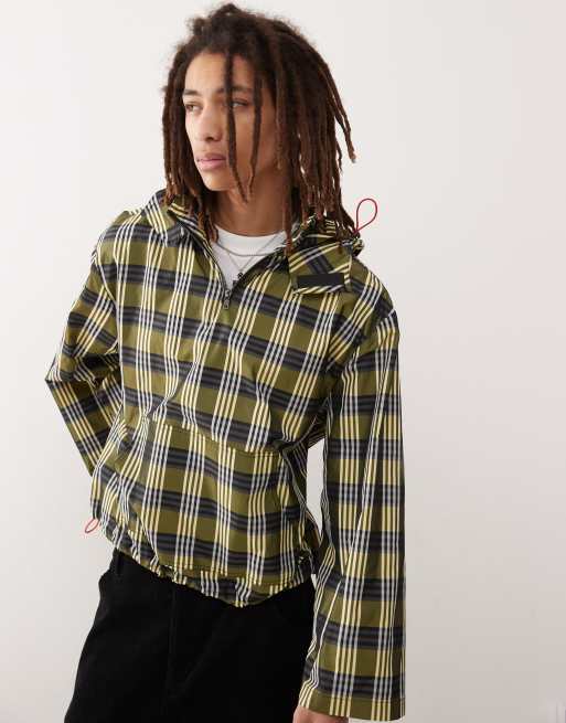 COLLUSION overhead checked jacket in yellow