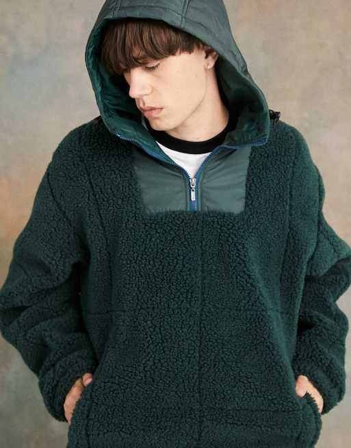 COLLUSION overhead nylon teddy jacket in green