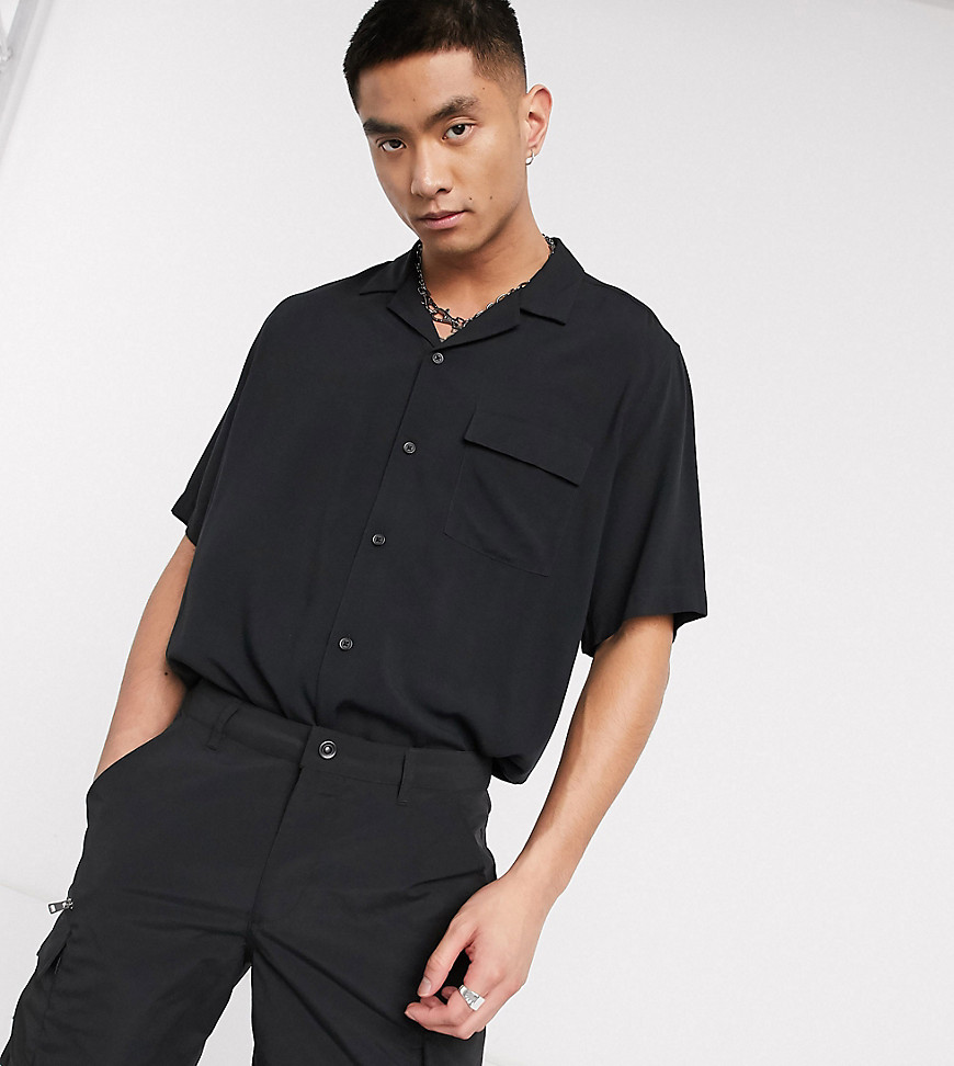 COLLUSION - Overhemd met korte mouwen in zwart