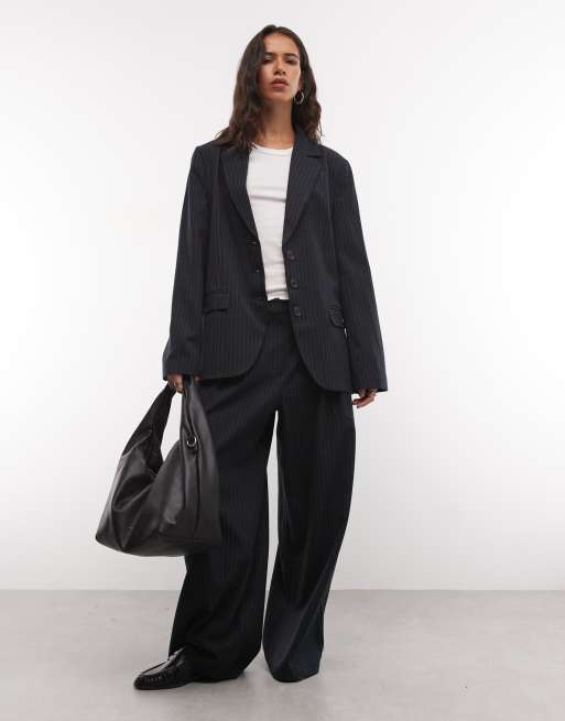 COLLUSION Oversize-Blazer in Marineblau mit Nadelstreifen, 2 von 4