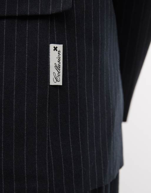COLLUSION Oversize-Blazer in Marineblau mit Nadelstreifen, 3 von 4