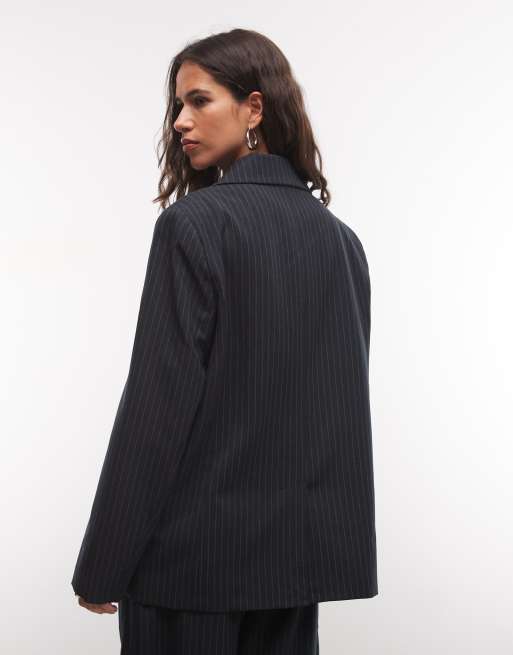 COLLUSION Oversize-Blazer in Marineblau mit Nadelstreifen, 4 von 4
