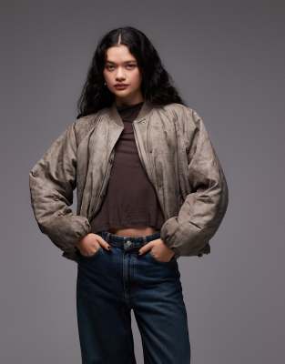 COLLUSION - Oversize-Bomberjacke in verwaschenem Khaki-Grün