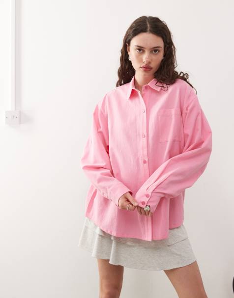 COLLUSION – Oversize-Hemd aus Webstoff in Rosa - view 1