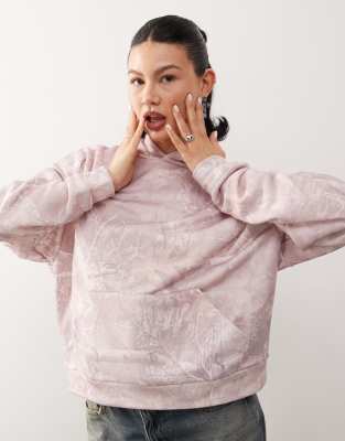 Thumbnail - COLLUSION - Oversize-Kapuzenpullover in Woodland-Rosa mit Military-Muster-Bunt