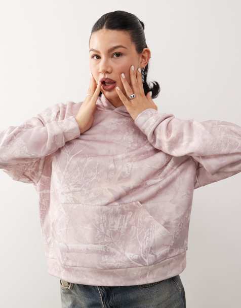 COLLUSION – Oversize-Kapuzenpullover in Woodland-Rosa mit Military-Muster - view 1