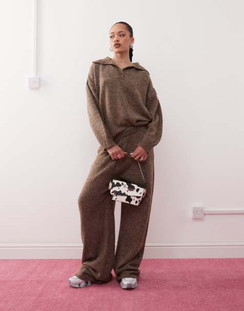 COLLUSION – Oversize-Pullover aus Strick in Braun mit Knopfleiste, Kombiteil - view 1