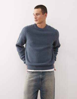 Oversize-Strickpullover in Blau Blau L