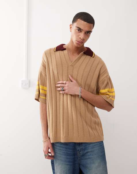 COLLUSION – Oversize-Strickshirt in Braun mit Kragen - view 1