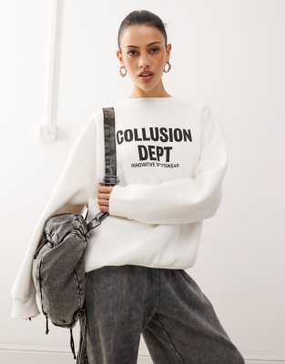 COLLUSION - Oversize-Sweatshirt mit Logo-Weiß