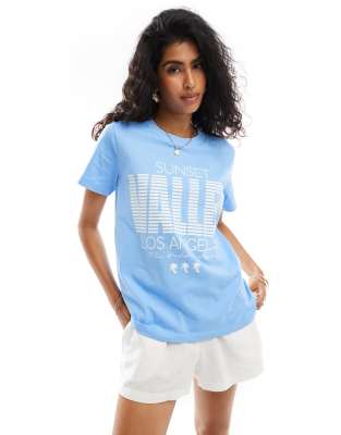 COLLUSION - Oversize-T-Shirt in Blau mit „Valley"-Print