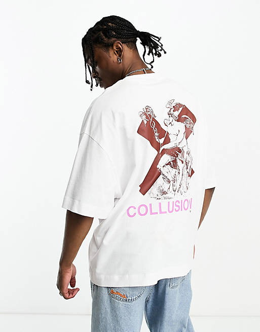 COLLUSION – Oversize-T-Shirt in Weiß mit „X“-Grafikprint auf dem Rücken |  ASOS