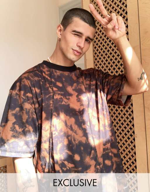 Collusion Oversize T Shirt Mit Schlitz Batik Muster Und Kontrastnahten Evesham Nj