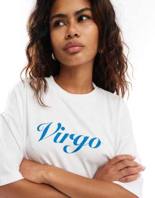 COLLUSION - Oversize-T-Shirt mit „Virgo"-Print-Weiß