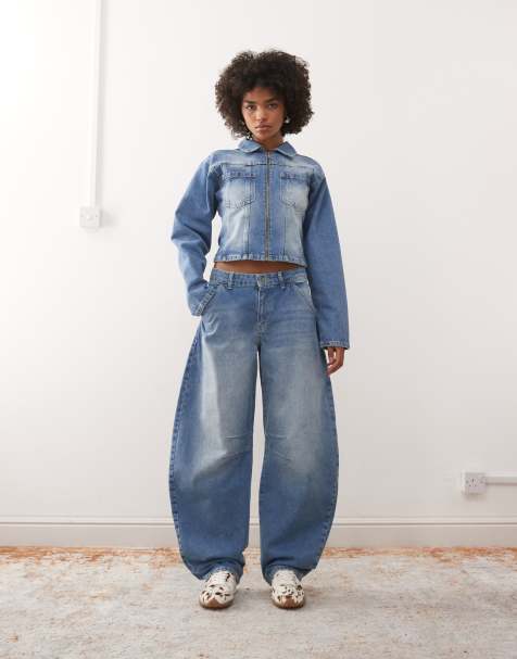COLLUSION oversized balloon jean in washed blue