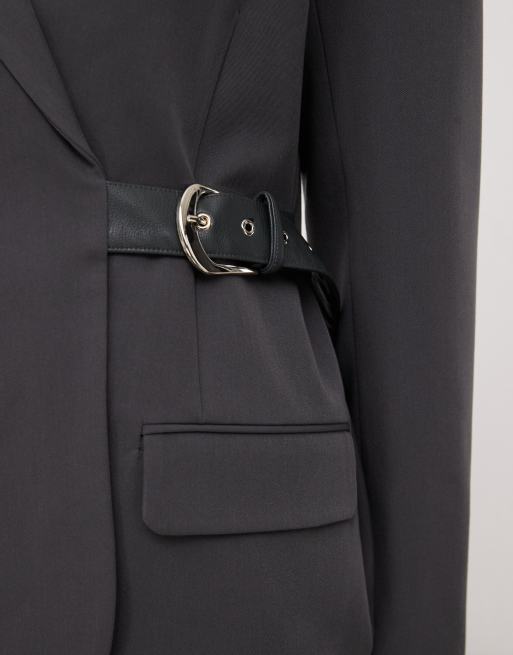 COLLUSION oversized belt detail blazer in gray - part of a set