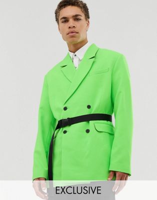 COLLUSION oversized belted neon green blazer | ASOS
