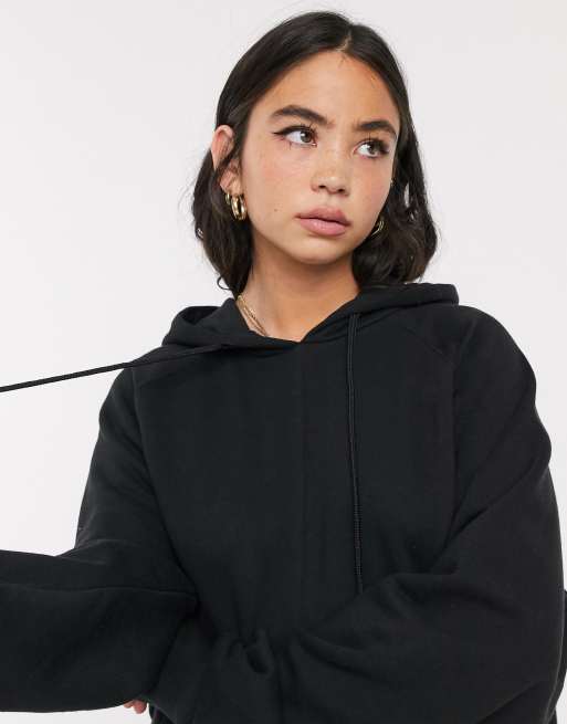 COLLUSION oversized black hoodie with brand print