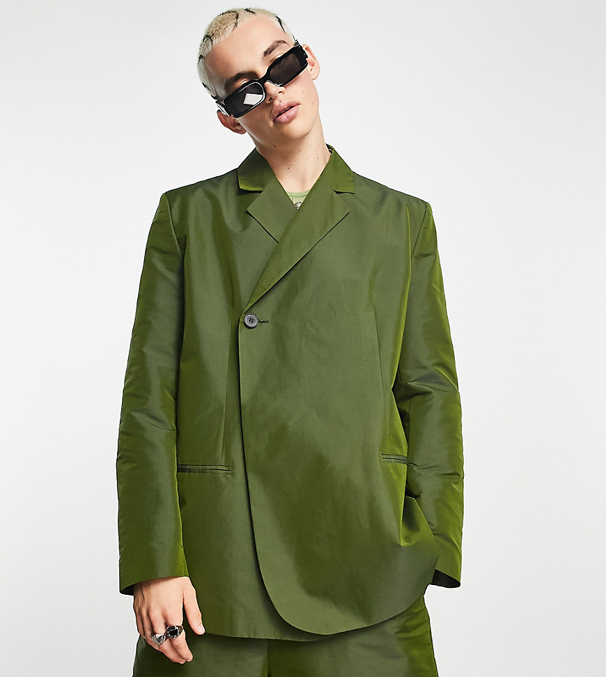 COLLUSION oversized blazer in khaki - part of a set-Green