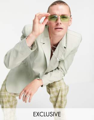 COLLUSION oversized blazer in pale khaki co-ord - ASOS Price Checker