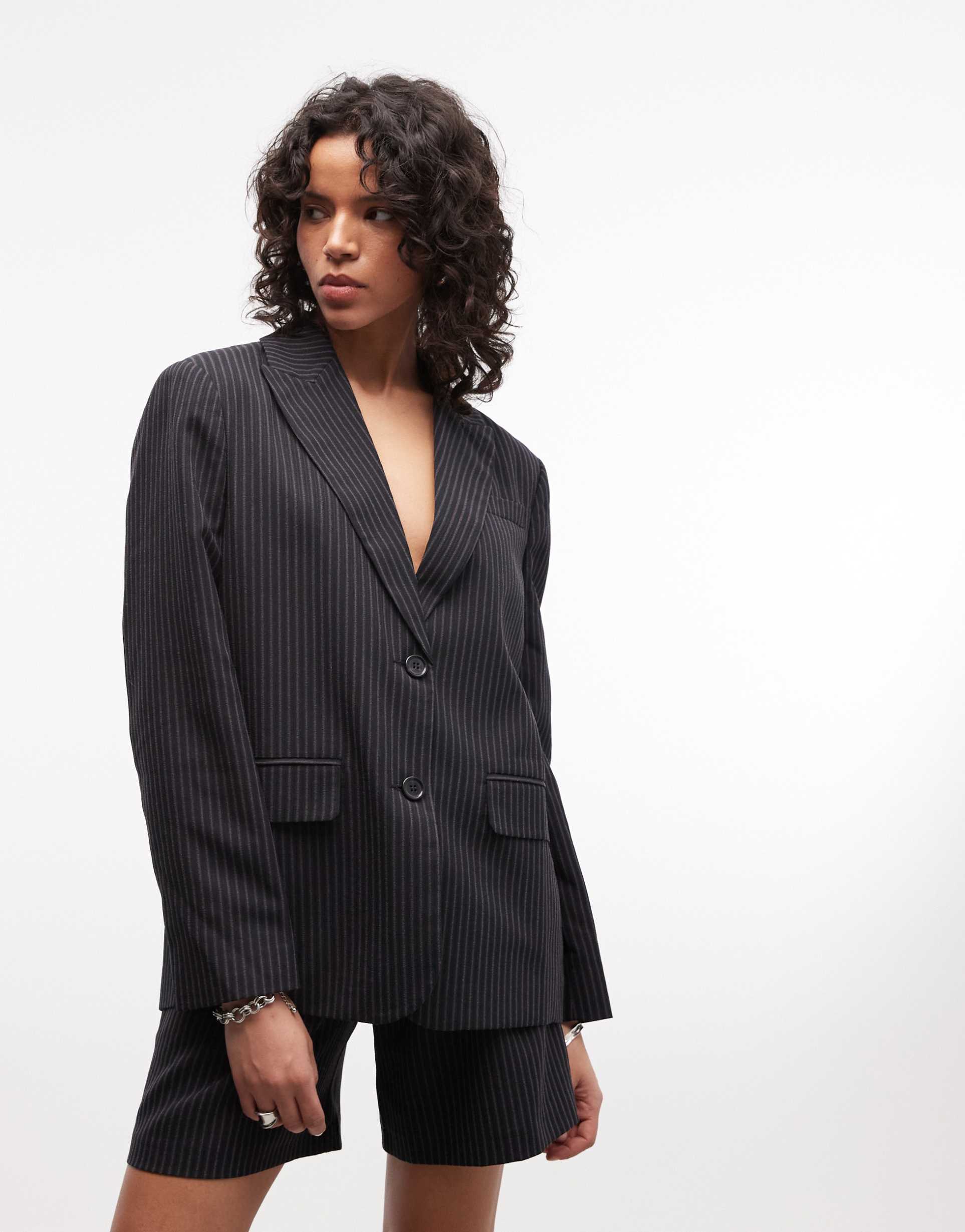 collusion oversized blazer in pinstripes - part of a set