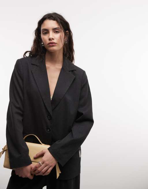 COLLUSION oversized blazer & wide leg pants set in charcoal, 2 of 3
