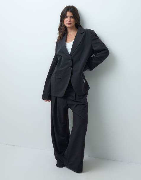COLLUSION oversized blazer & wide leg trouser in black - view 1