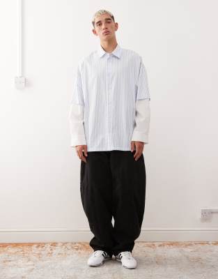Collusion Oversized Boxy Double Layer Shirt In Blue