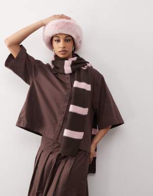 Collusion Oversized Boxy Short Sleeve Shirt In Chocolate - Part Of A Set-brown