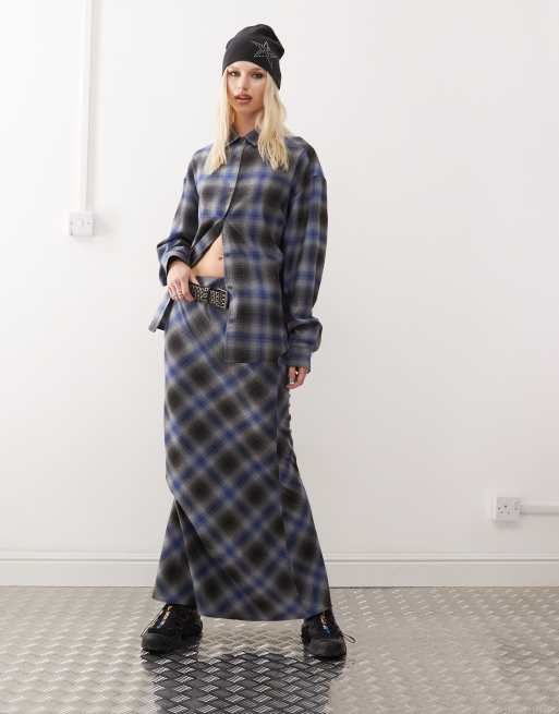 Oversized checked shirt dress best sale