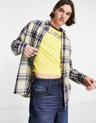 COLLUSION oversized brushed check shirt in yellow and blue
