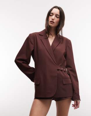 Collusion Oversized Buckle Blazer In Brown